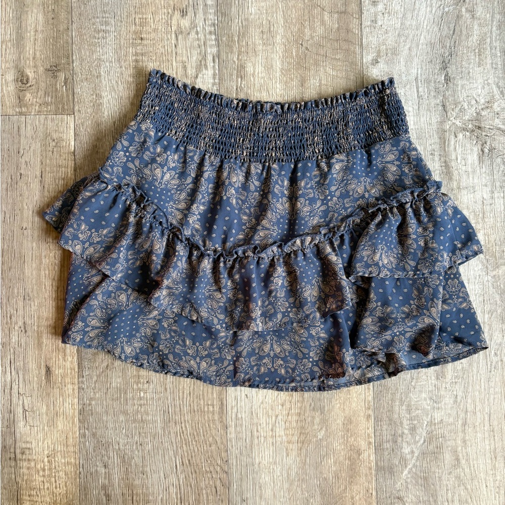 Altar’d State Blue Smocked Mini Skirt